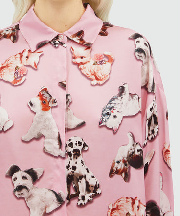 Viscose shirt with  "Ceramic puppies" print