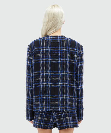 Cotton tweed black tartan jacket