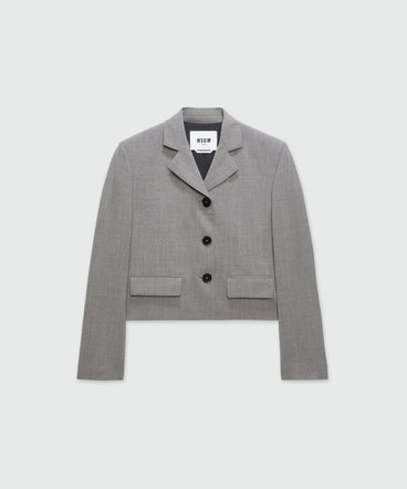 Gray virgin wool boxy jacket