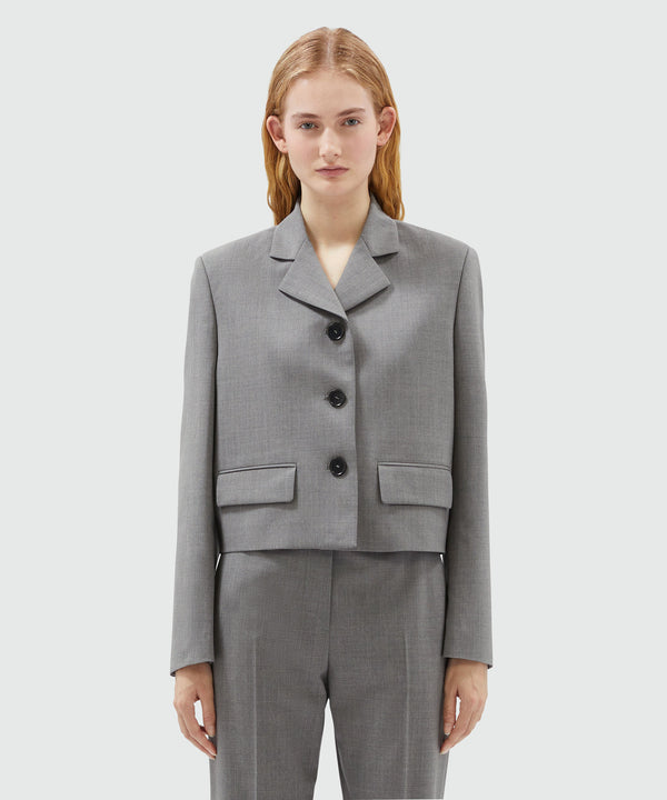 Gray virgin wool boxy jacket