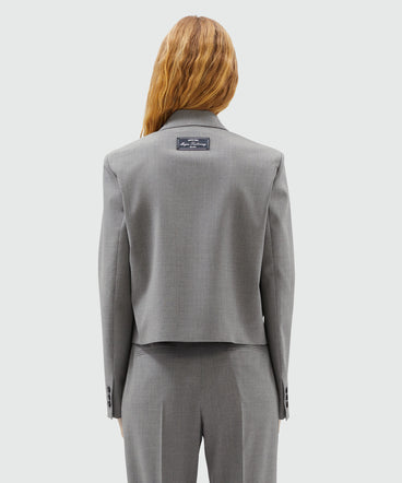 Gray virgin wool boxy jacket