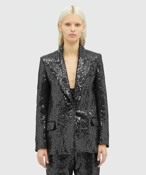 Sequined fabric jacket