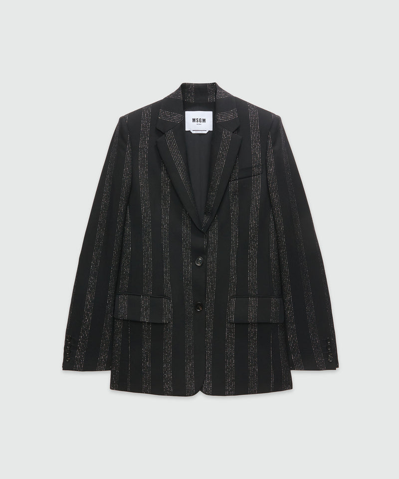 Lurex pinstripe tailored jacket BLACK Women 