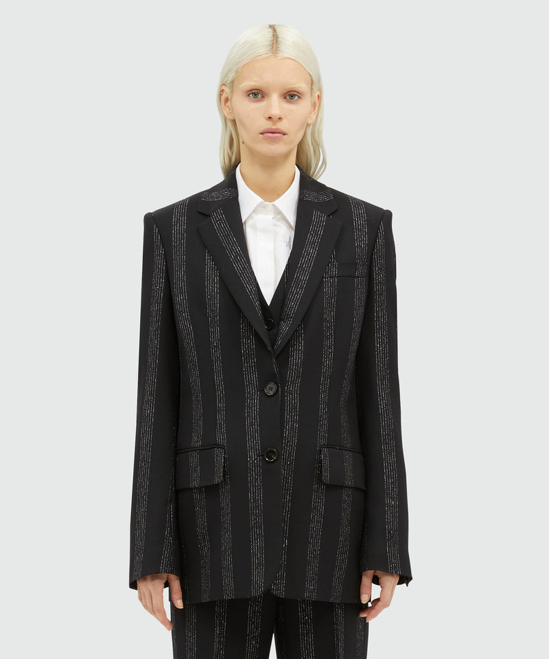 Lurex pinstripe tailored jacket BLACK Women 