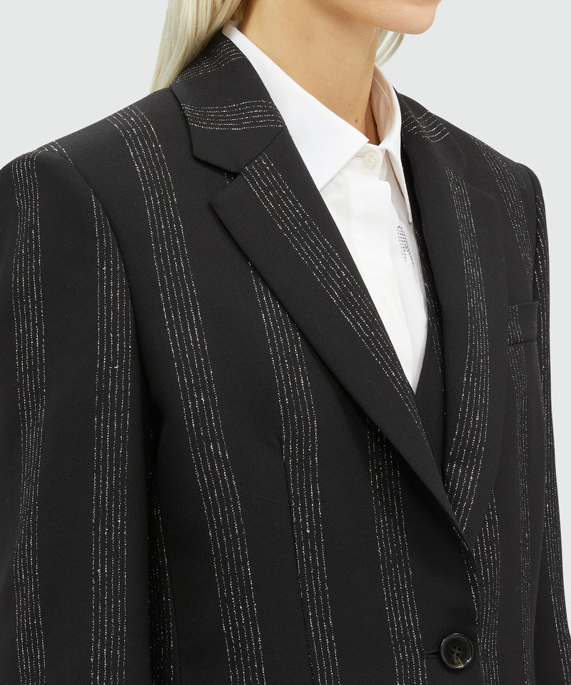 Lurex pinstripe tailored jacket BLACK Women 