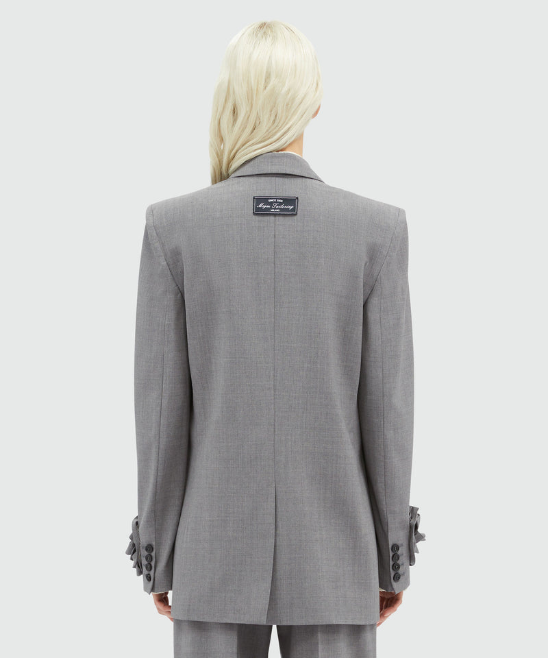 Grey melange double-breasted "MSGM Tailoring" wool jacket with applications GREY Women 