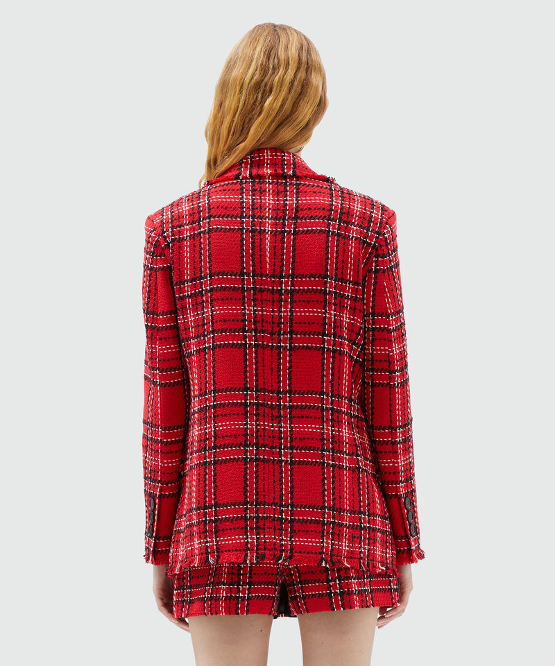 Red tartan cotton tweed jacket RED Women 