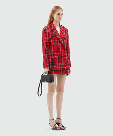 Red tartan cotton tweed jacket