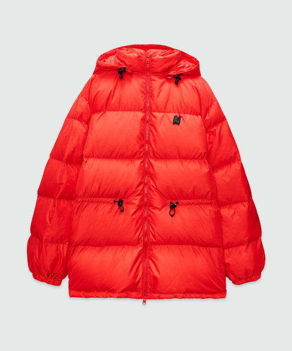 Red matte nylon "TheMwave" down jacket