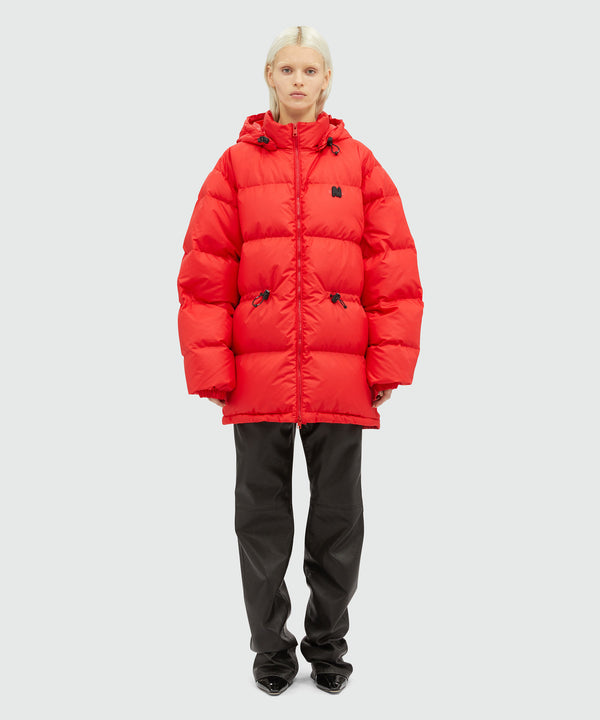 Red matte nylon "TheMwave" down jacket