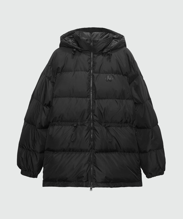 Black matte nylon "TheMwave" down jacket