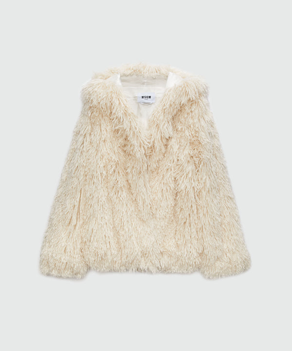 Hooded faux-fur jacket