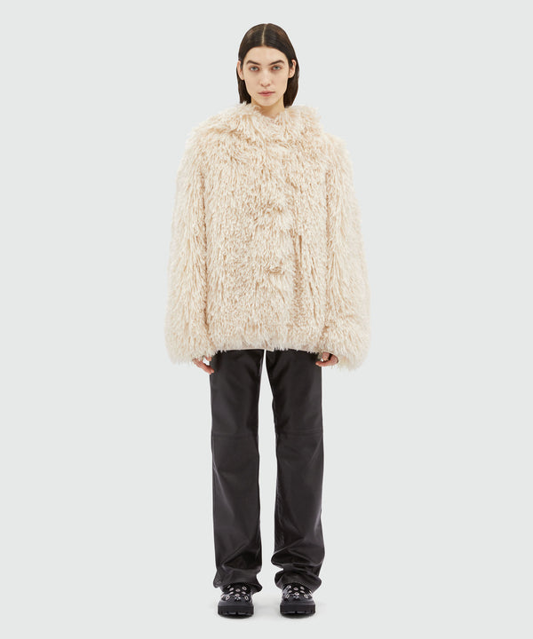 Hooded faux-fur jacket