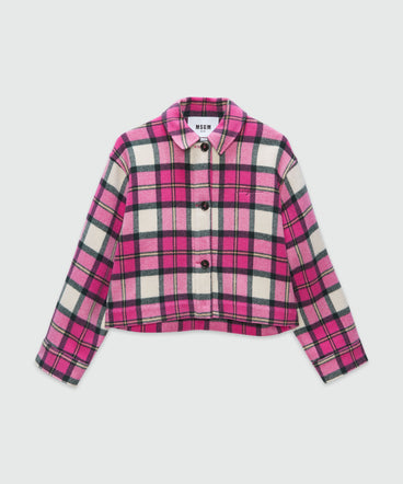 Tartan pattern wool cloth jacket