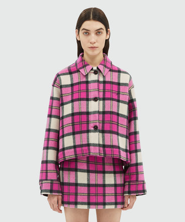 Tartan pattern wool cloth jacket