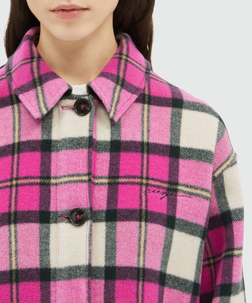 Tartan pattern wool cloth jacket