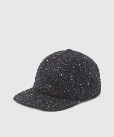 Lurex tweed baseball cap