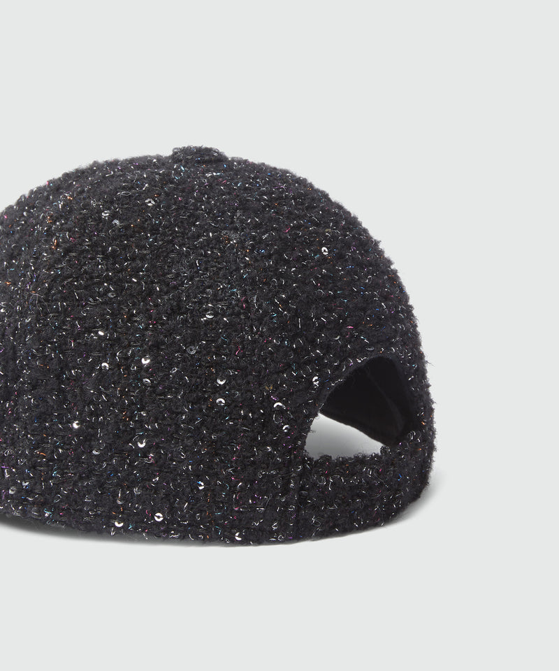 Lurex tweed baseball cap BLACK Women 