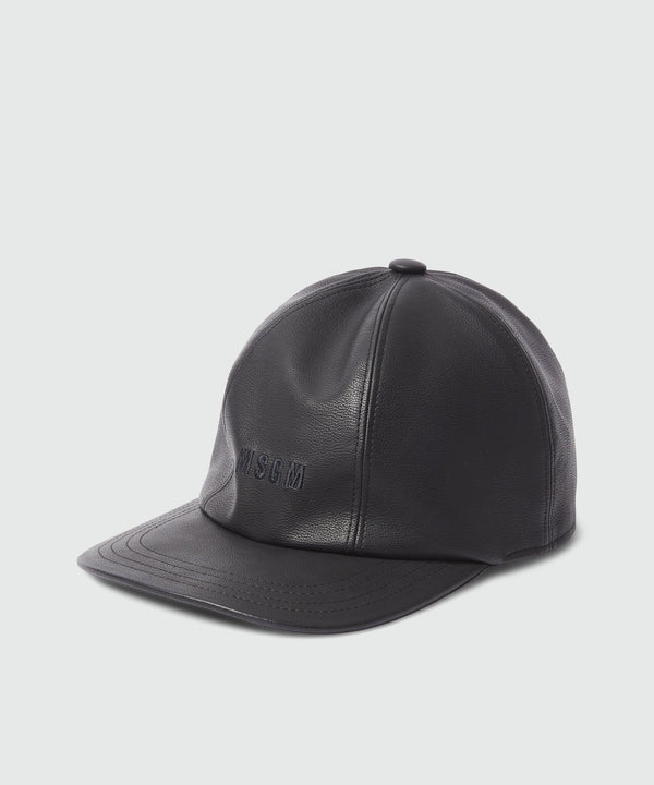 Faux-leather baseball cap