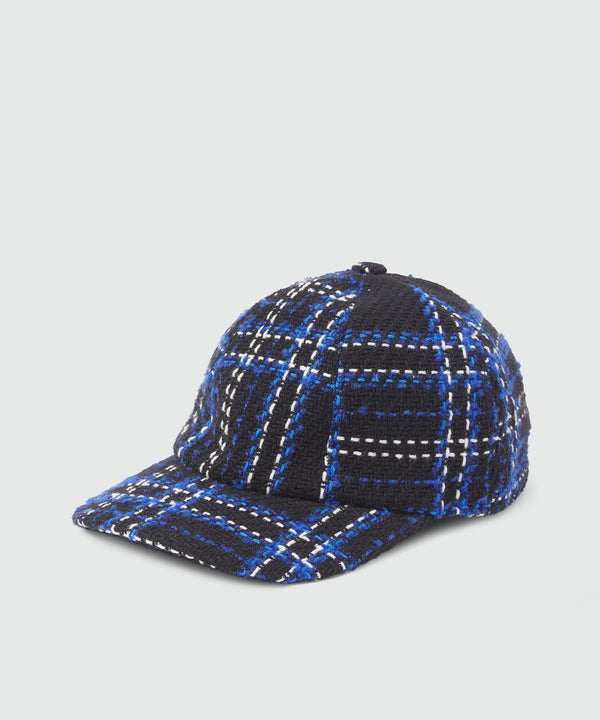 Blakc tweed maxi check baseball cap