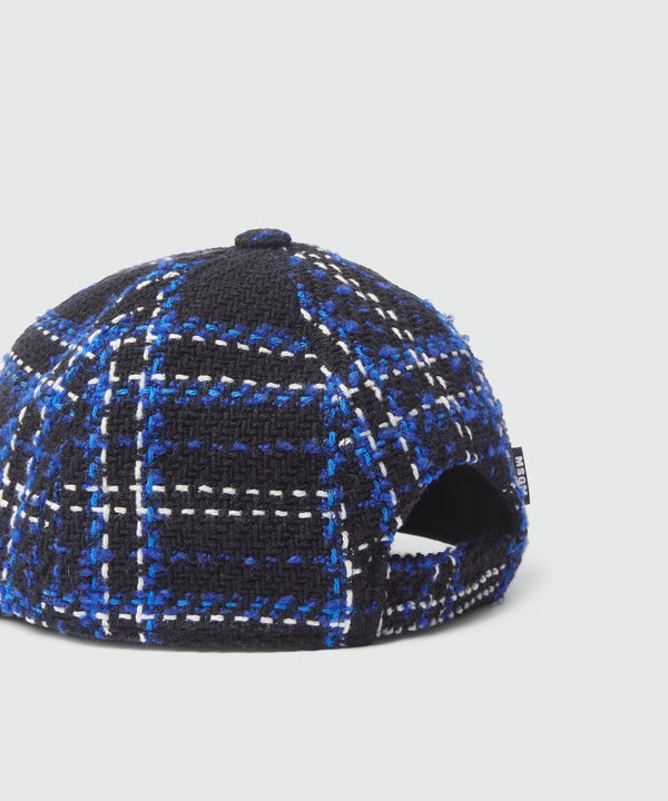 Blakc tweed maxi check baseball cap