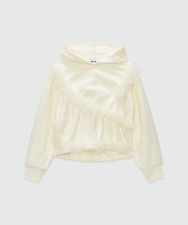 Tulle double jersey sweatshirt with ruffles