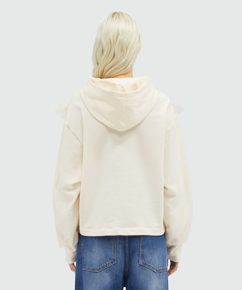 Tulle double jersey sweatshirt with ruffles OFF WHITE Women 