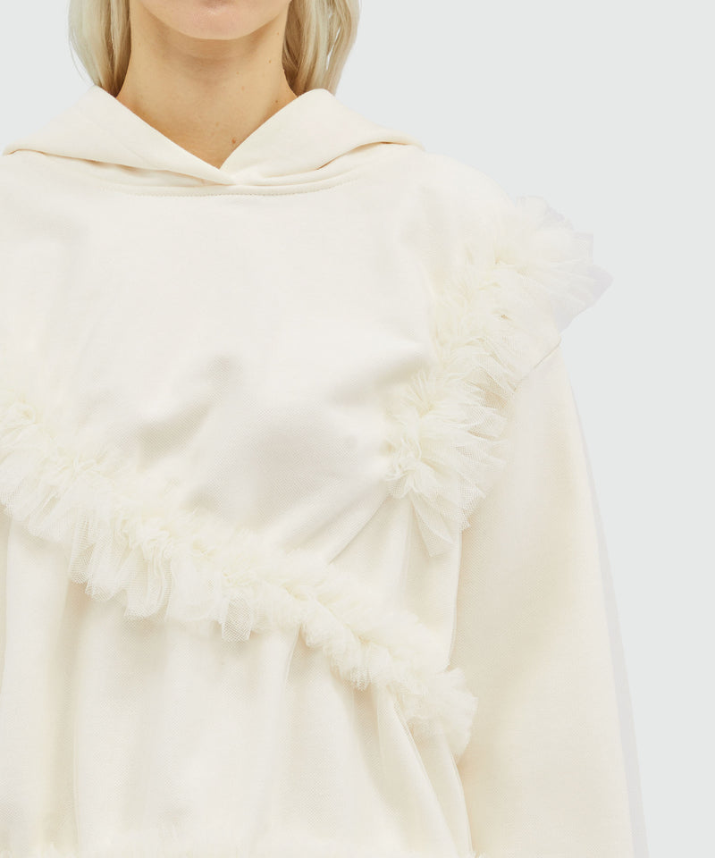 Tulle double jersey sweatshirt with ruffles OFF WHITE Women 