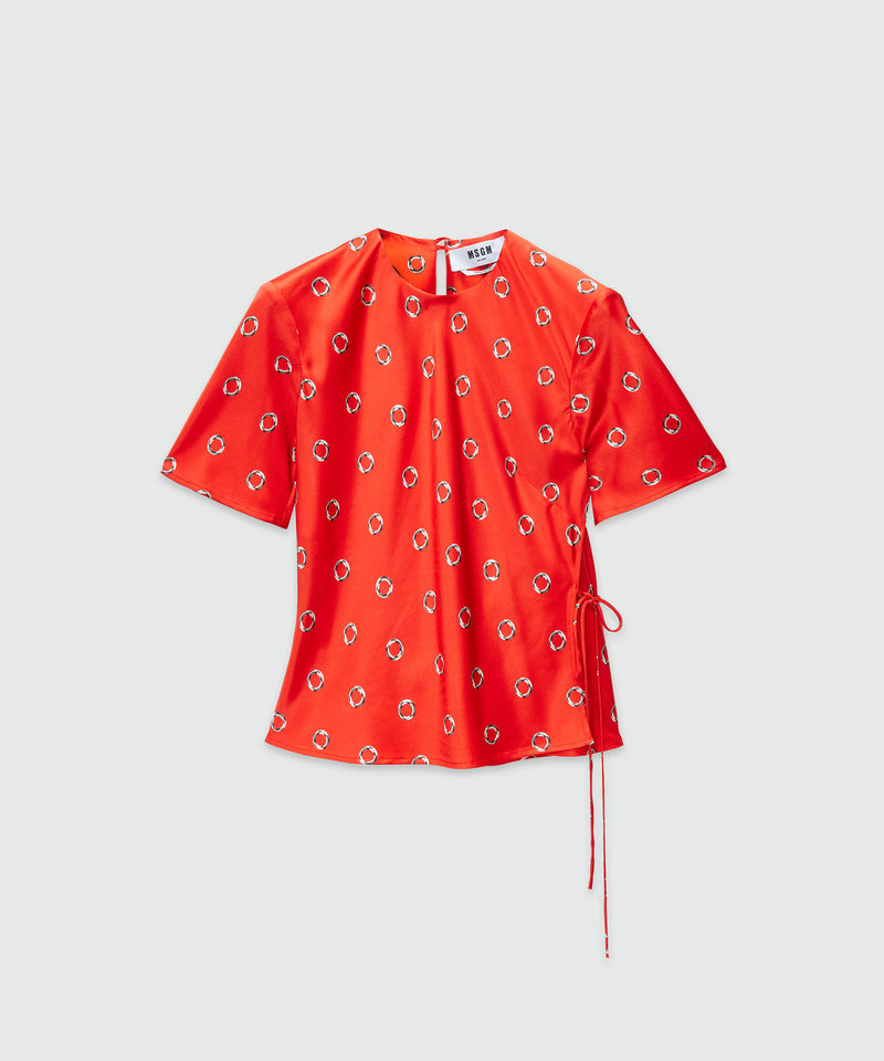 Satin print shirt RED Women 