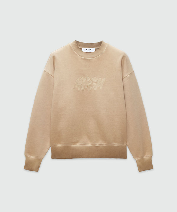 Pre-washed jersey sweatshirt with embroidered logo