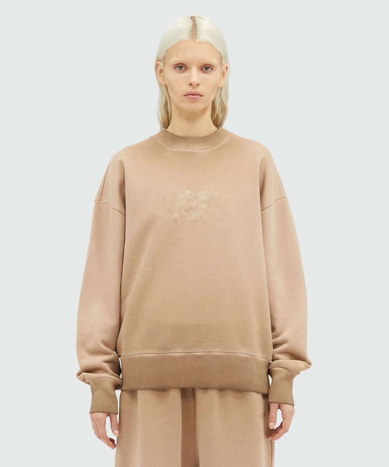 Pre-washed jersey sweatshirt with embroidered logo BEIGE Women 