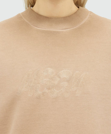 Pre-washed jersey sweatshirt with embroidered logo