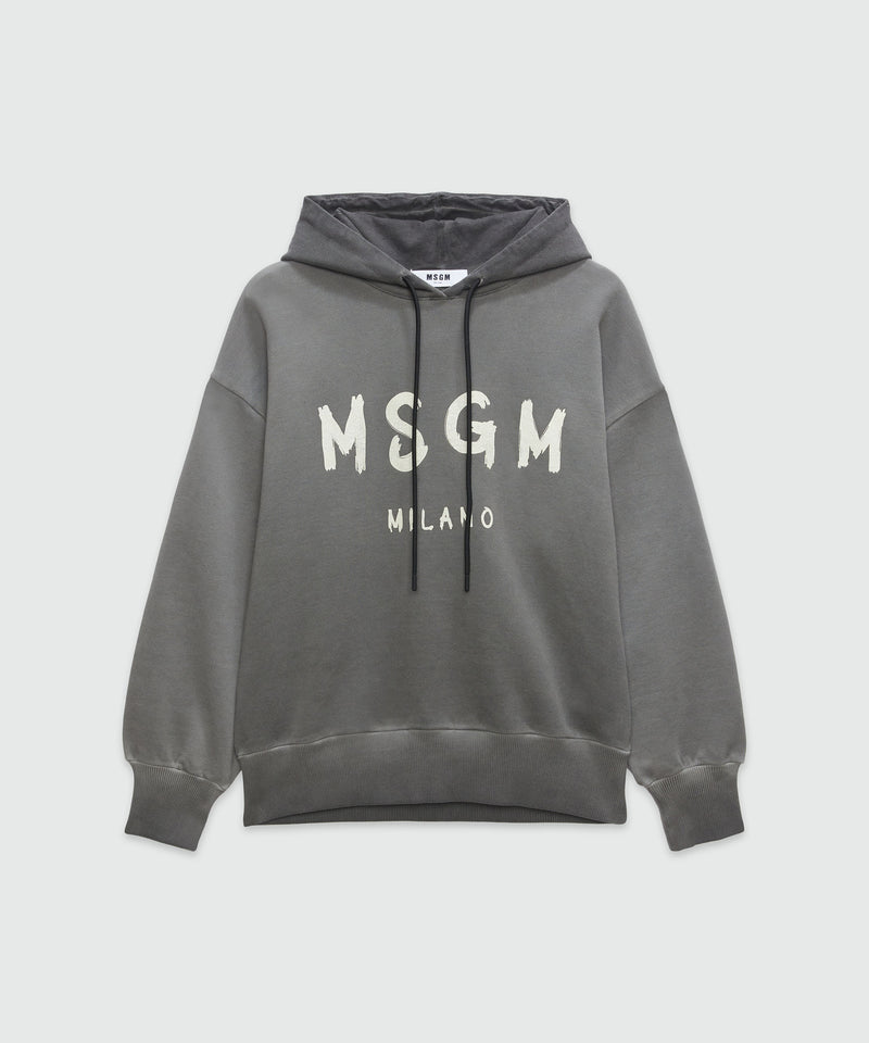 Jersey sweatshirt with brushstroke logo DARK GREY Women 