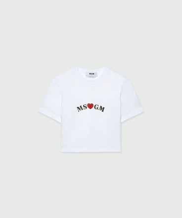 White crop top T-shirt with MSGM print