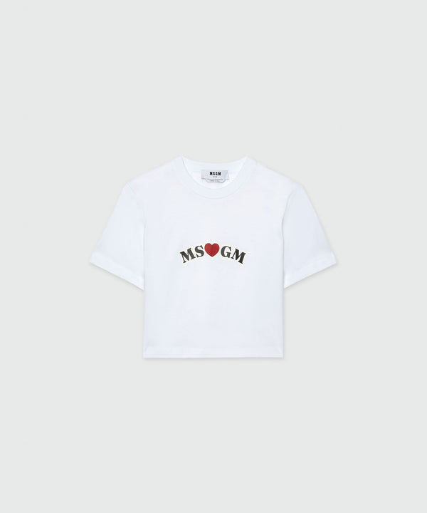 White crop top T-shirt with MSGM print