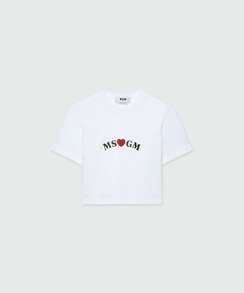 White crop top T-shirt with MSGM print WHITE Women 