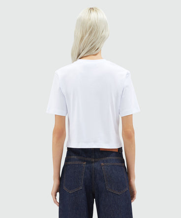 White crop top T-shirt with MSGM print