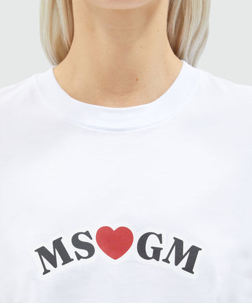 White crop top T-shirt with MSGM print