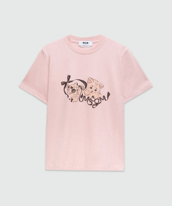 Light pink jersey T-shirt with MSGM print