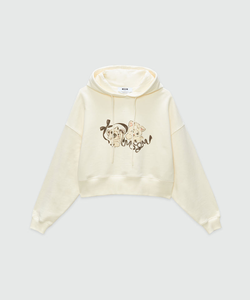 Jersey sweatshirt with Kittens print OFF WHITE Women 