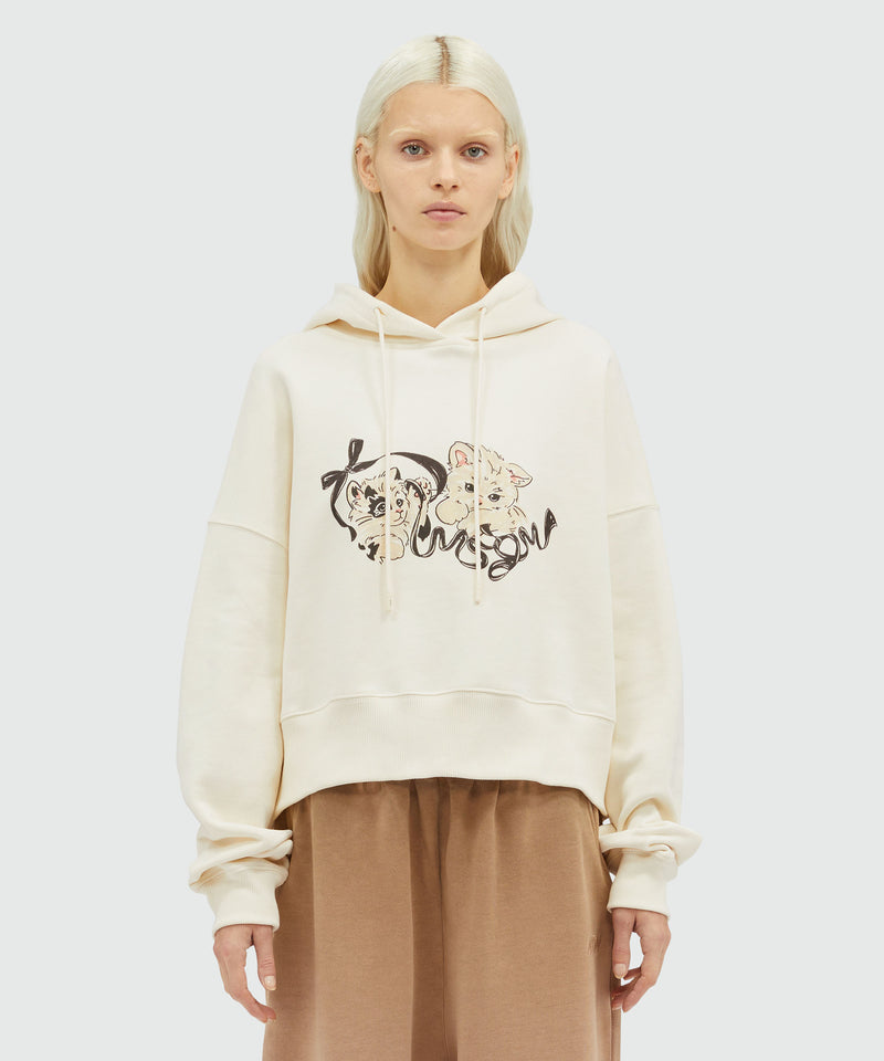 Jersey sweatshirt with Kittens print OFF WHITE Women 