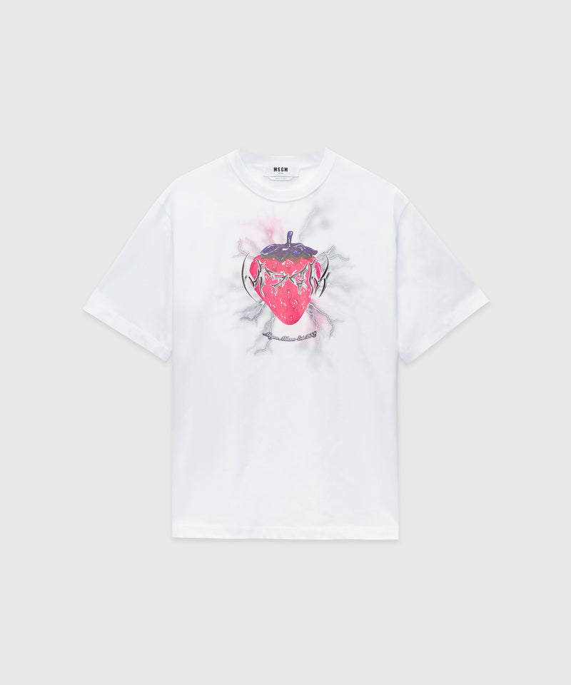 Jersey T-shirt with "Tough Strawberries" print WHITE Women 