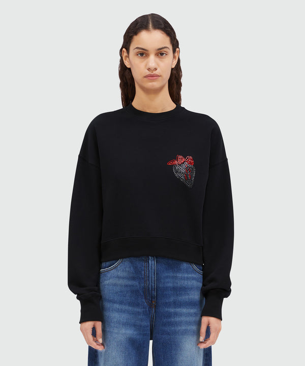 Navy blue jersey sweatshirt with "Tough Strawberries" application