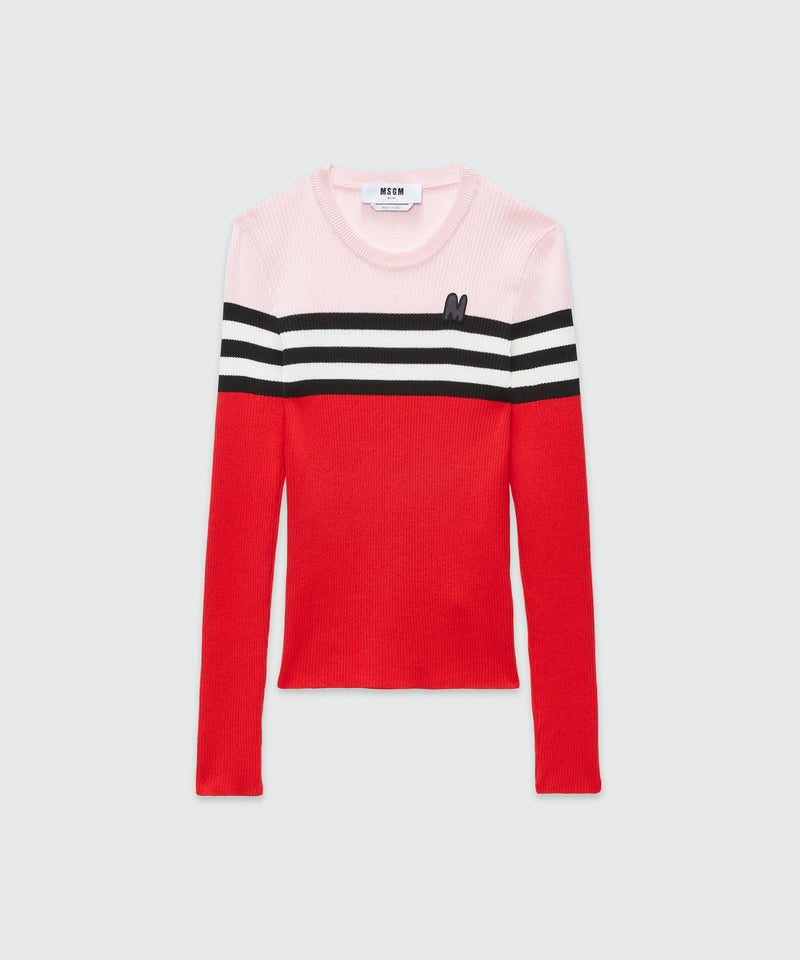 Multicolor ribbed viscose sweater RED Women 