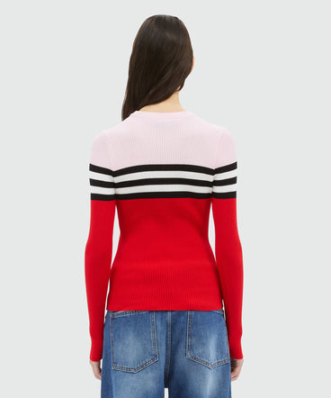 Multicolor ribbed viscose sweater