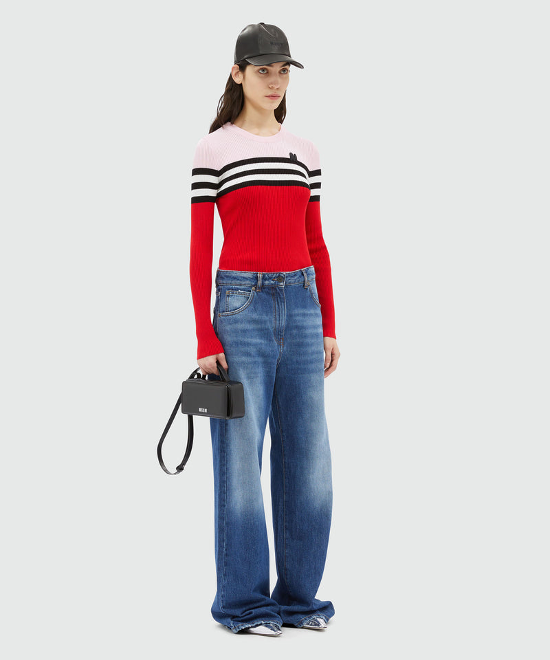 Multicolor ribbed viscose sweater RED Women 