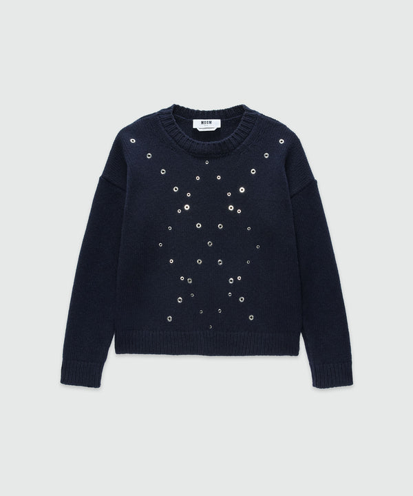 Wool and cashmere sweater with studs