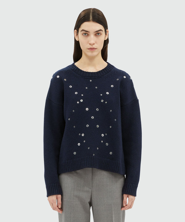 Wool and cashmere sweater with studs