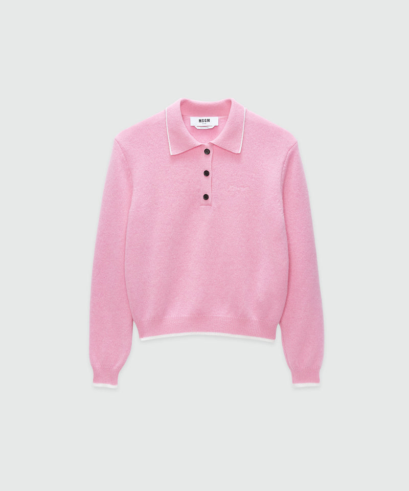 Blended cashmere polo shirt LIGHT PINK Women 