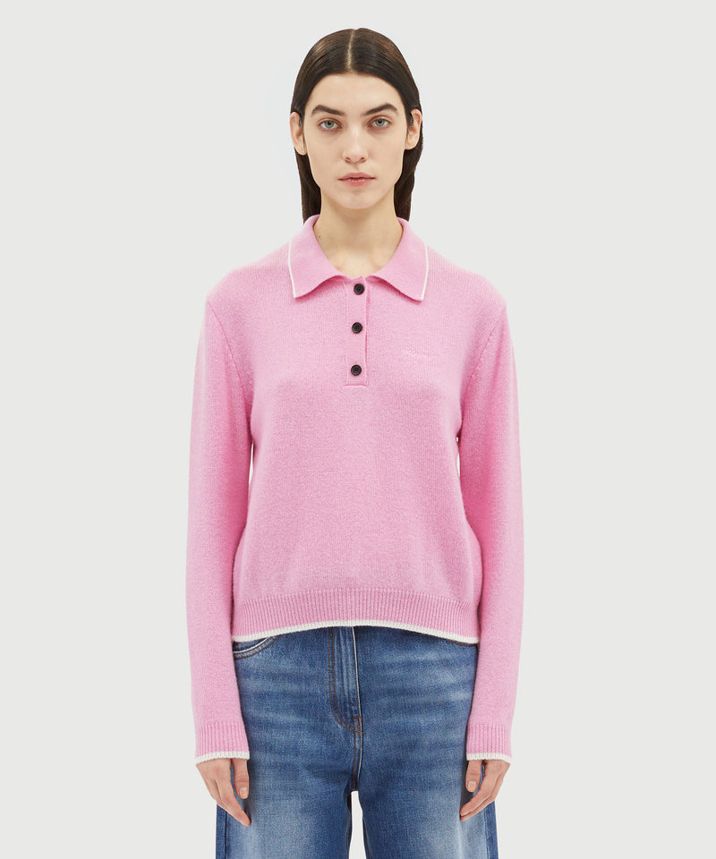 Blended cashmere polo shirt LIGHT PINK Women 